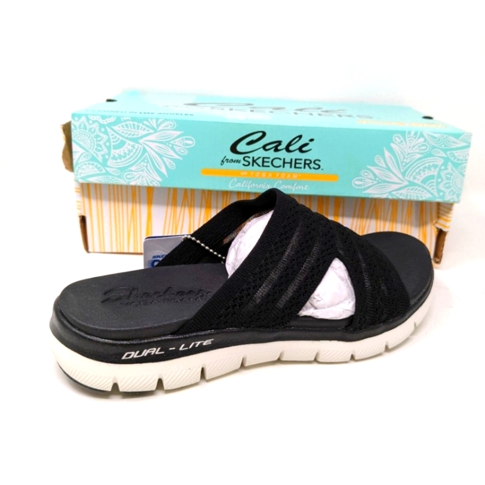 Skechers Vegan Flex Appeal 2.5 Right Sheer Black Slide 119270 Size 8 - Picture 2 of 6